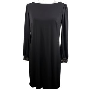 Maggy London women's size 12 black stretchy Back Cut Out Drape Dress